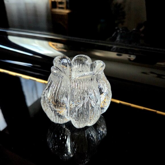 Kosta Boda Swedish clear crystal glass rosebud candleholder. - Picture 1 of 7